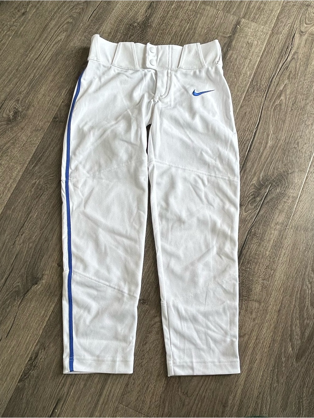 Nike Kids White Baseball Joggers with Royal Blue Piping